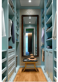 Параллельная гардеробная комната с большим зеркалом Уфа